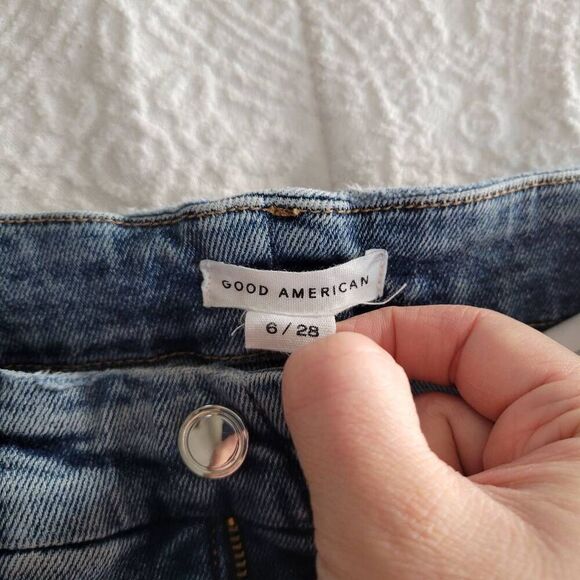 Good American Good Legs Distressed Skinny Jeans Womens 6 / 28 Medium Wash Ripped - Picture 8 of 8